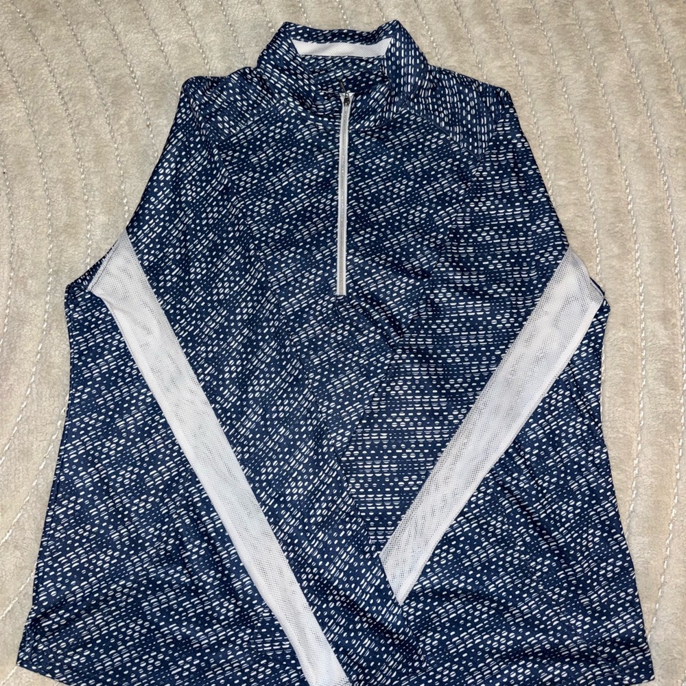 Pebble Beach Blue and White Performance Pullover